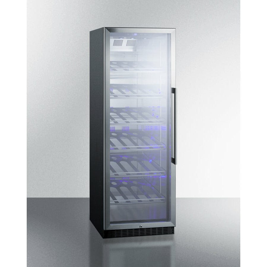 Summit 24" Wide Single Zone Commercial Wine Cellar with 35 Bottle Capacity, Right Hinge, Glass Door, With Lock, 6 Fixed Wine Racks, Digital Control, LED Light, Compressor Cooling, ETL Approved, Digital Thermostat, Factory Installed Lock - SCR1401 I Luxury Appliances Direct