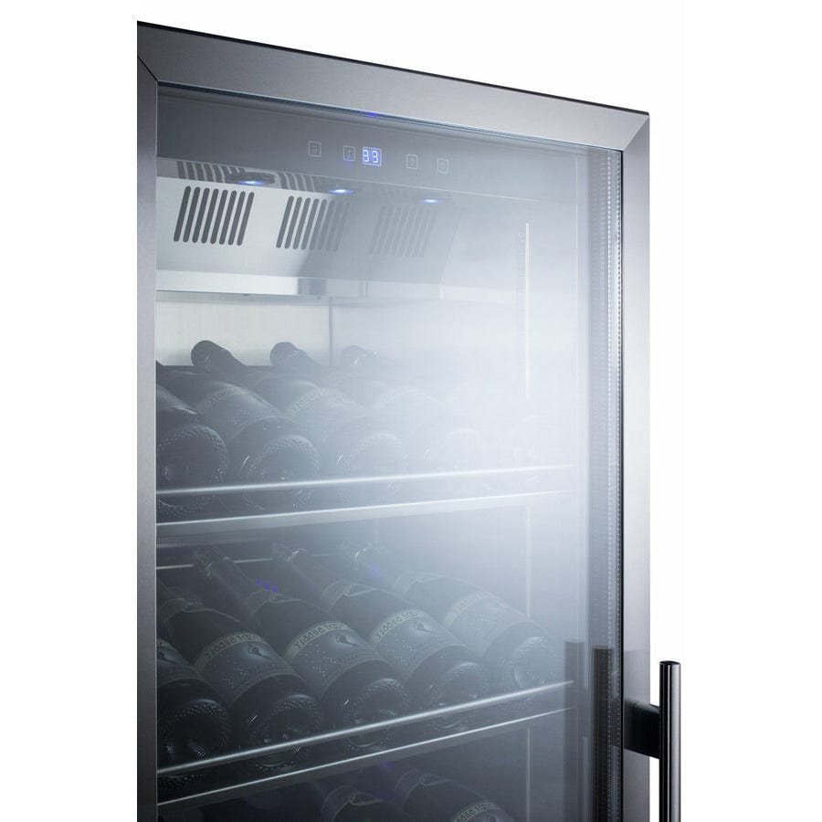 Summit 24" Wide Single Zone Commercial Wine Cellar with 35 Bottle Capacity, Right Hinge, Glass Door, With Lock, 6 Fixed Wine Racks, Digital Control, LED Light, Compressor Cooling, ETL Approved, Digital Thermostat, Factory Installed Lock - SCR1401 I Luxury Appliances Direct