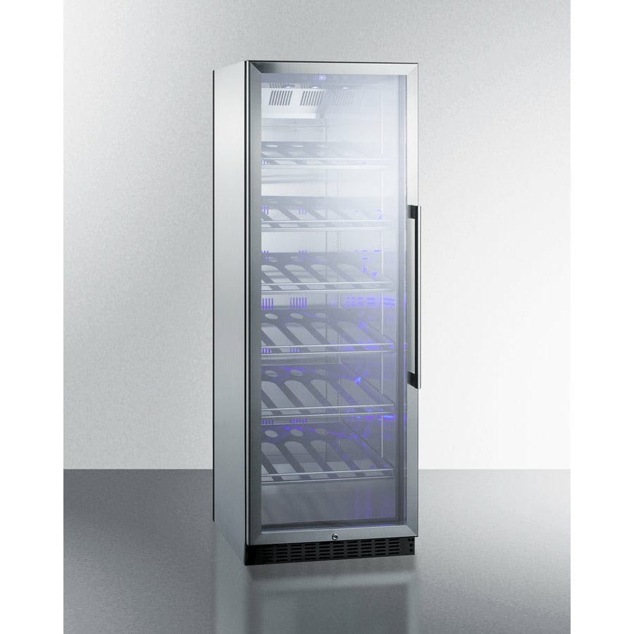 Summit 24" Wide Single Zone Commercial Wine Cellar with 35 Bottle Capacity, Right Hinge, Glass Door, With Lock, 6 Fixed Wine Racks, Digital Control, LED Light, Compressor Cooling, ETL Approved, Digital Thermostat, Factory Installed Lock - SCR1401 I Luxury Appliances Direct