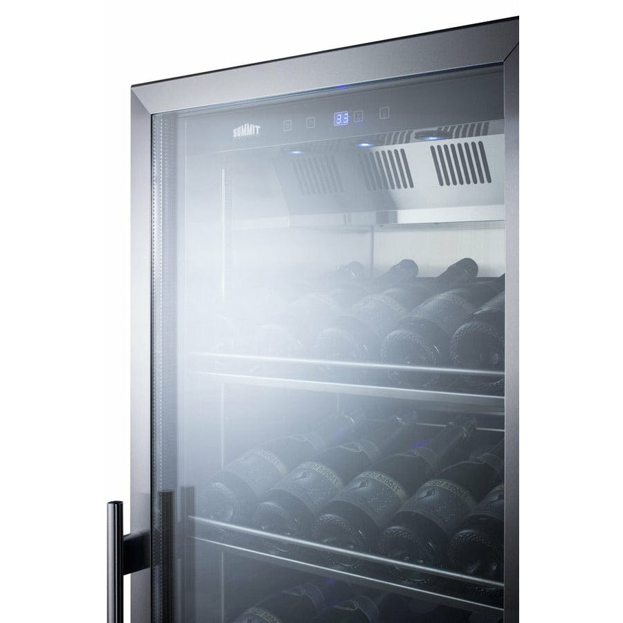 Summit 24" Wide Single Zone Commercial Wine Cellar with 35 Bottle Capacity, Right Hinge, Glass Door, With Lock, 6 Fixed Wine Racks, Digital Control, LED Light, Compressor Cooling, ETL Approved, Digital Thermostat, Factory Installed Lock - SCR1401 I Luxury Appliances Direct