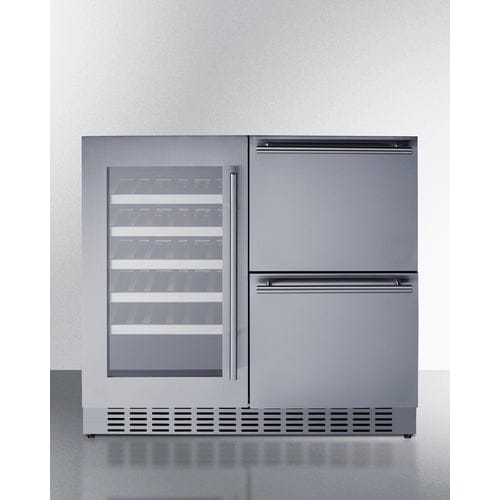 Summit 36-inch Wide Combination Wine Cellar and Refrigerator Wine/Beverage Coolers Combo SWCDAR36UC Wine Coolers Empire