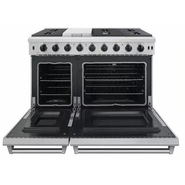 Thor Kitchen 2-Piece Appliance Package - 48" Gas Range & Premium Hood in Stainless Steel I Luxury Appliances Direct