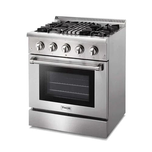 Thor Kitchen 2-Piece Pro Appliance Package - 30" Dual Fuel Range & Premium Under Cabinet Hood in Stainless Steel I Luxury Appliances Direct