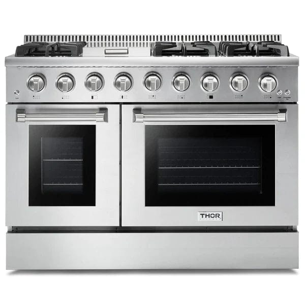 Thor Kitchen 2-Piece Pro Appliance Package - 48" Gas Range & Premium Hood in Stainless Steel I Luxury Appliances Direct