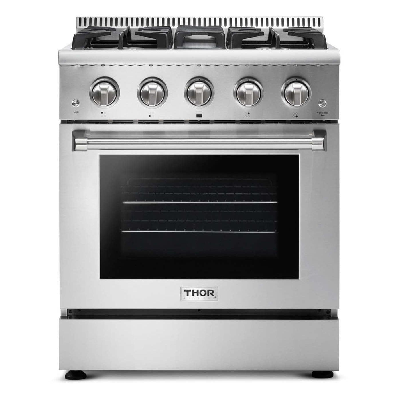Thor Kitchen 30 in. 4.2 cu. ft. Professional Propane Gas Range in Stainless Steel HRG3080ULP I Luxury Appliances Direct