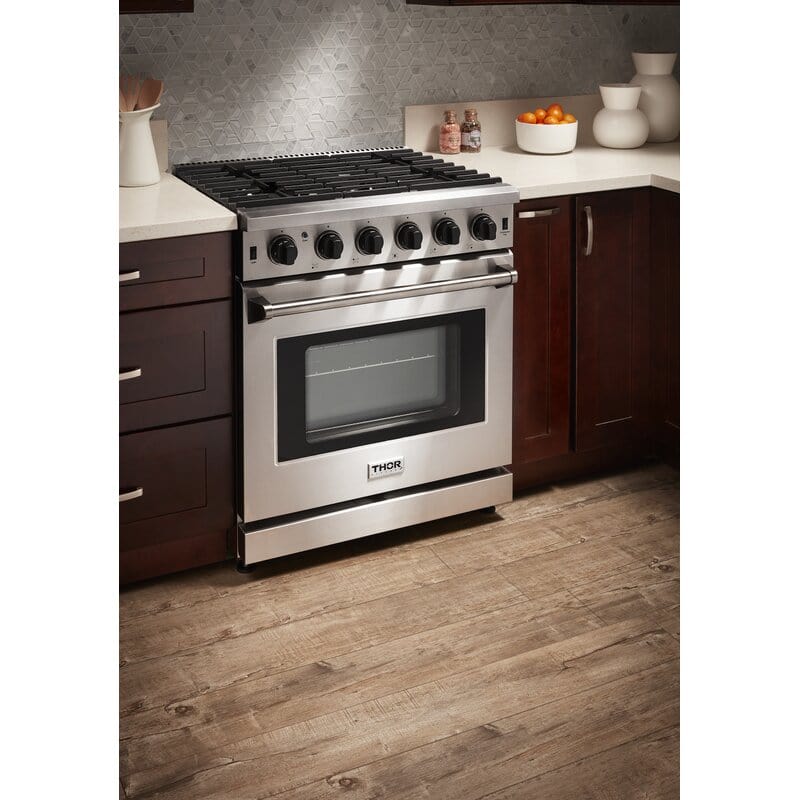 Thor Kitchen 30 in. 4.55 cu. ft. Professional Propane Gas Range in Stainless Steel LRG3001ULP I Luxury Appliances Direct