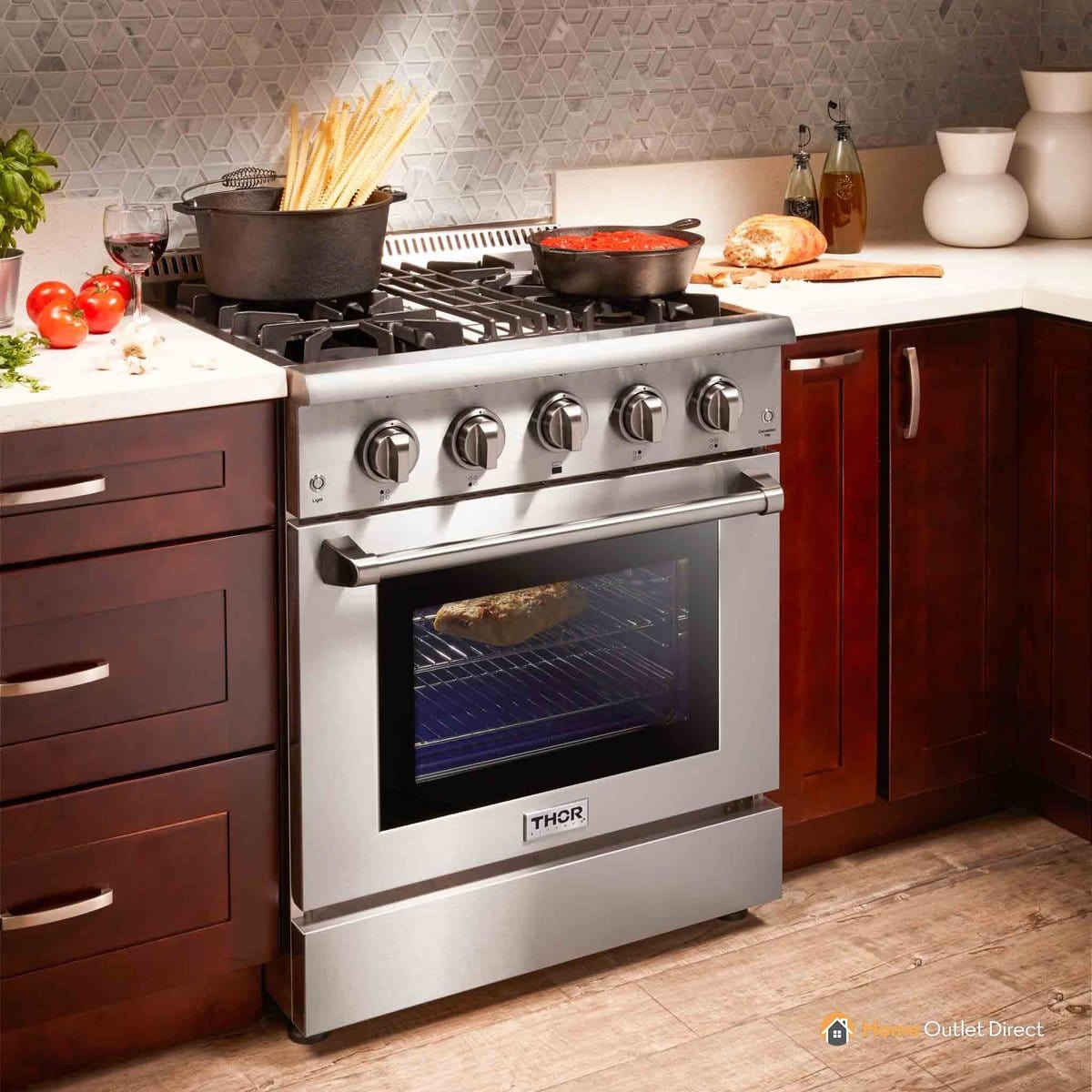 Thor Kitchen 30 in. Natural Gas Burner/Electric Oven Range in Stainless Steel HRD3088U I Luxury Appliances Direct