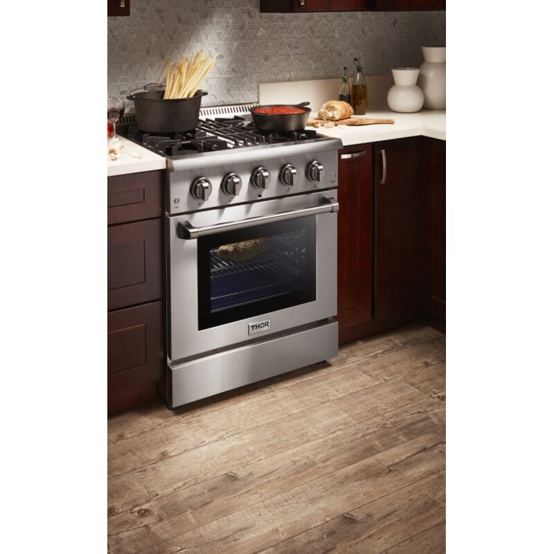 Thor Kitchen 30 in. Propane Gas Burner/Electric Oven Range in Stainless Steel HRD3088ULP I Luxury Appliances Direct
