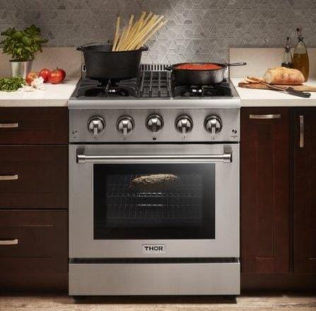 Thor Kitchen 30 in. Propane Gas Burner/Electric Oven Range in Stainless Steel HRD3088ULP I Luxury Appliances Direct