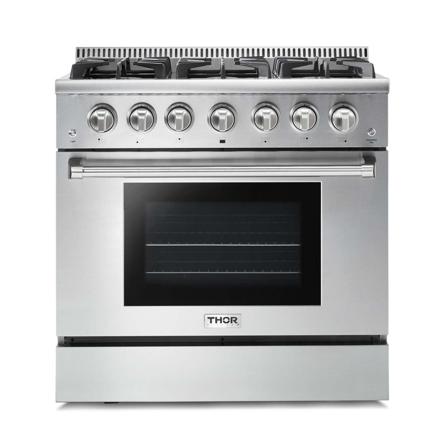 Thor Kitchen 36 in. 5.2 cu. ft. Professional Propane Gas Range in Stainless Steel HRG3618ULP I Luxury Appliances Direct