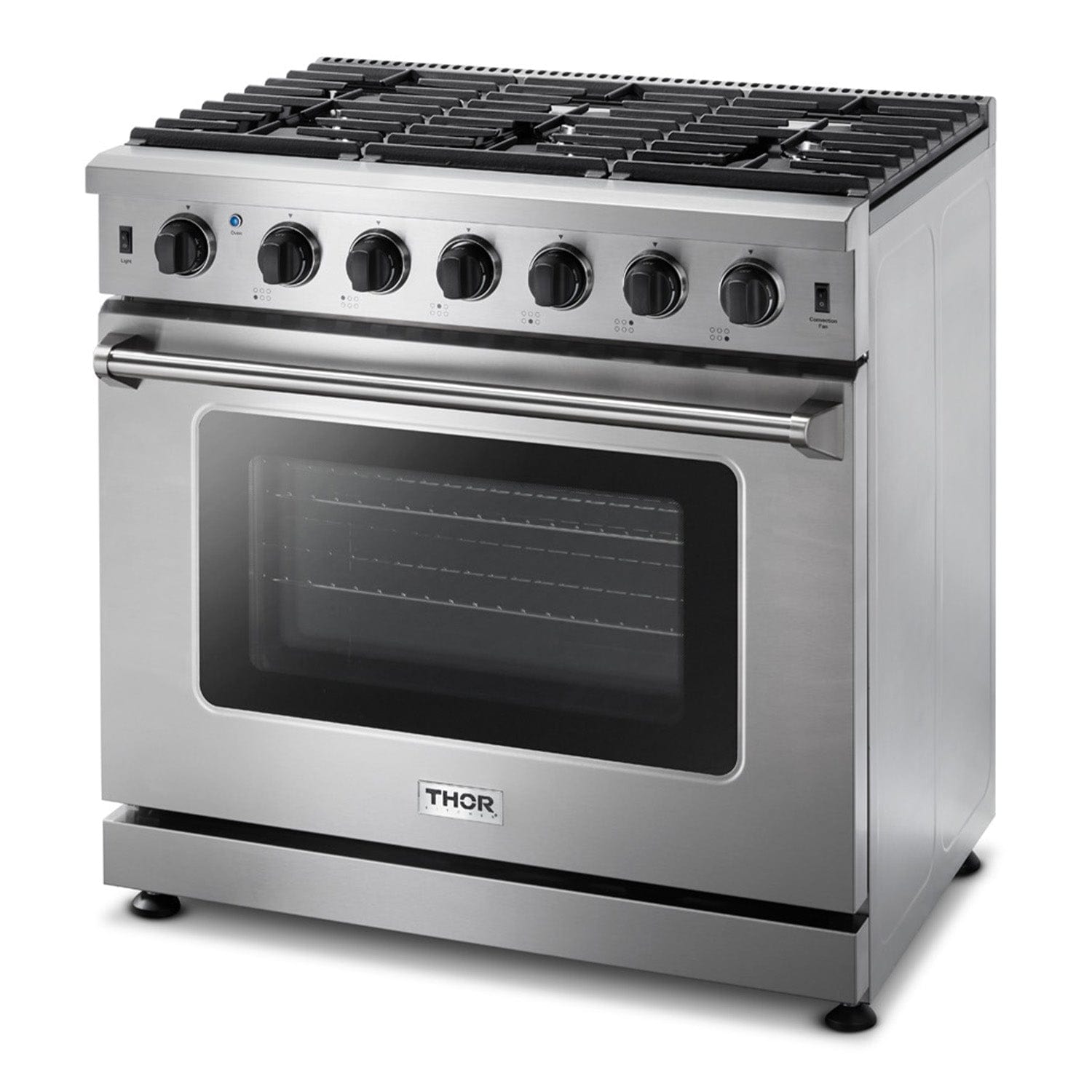 Thor Kitchen 36 in. 6.0 Cu. Ft Professional Natural Gas Range in Stainless Steel LRG3601U I Luxury Appliances Direct