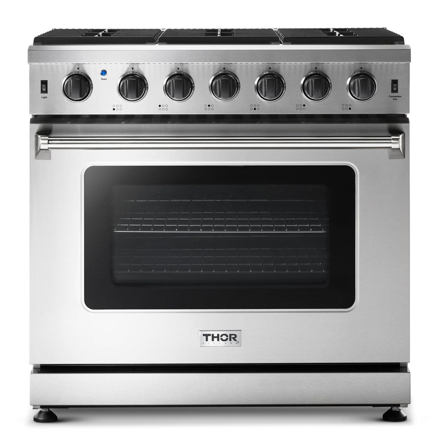 Thor Kitchen 36 in. 6.0 Cu. Ft Professional Natural Gas Range in Stainless Steel LRG3601U I Luxury Appliances Direct
