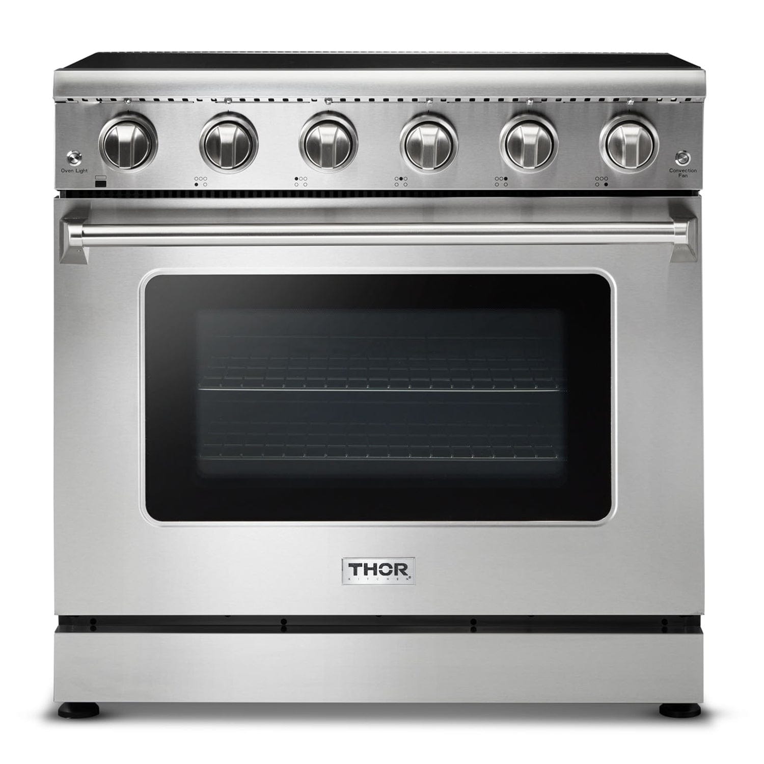 Thor Kitchen 36 in. Glass Top 5 Elements Convection Electric Range HRE3601 I Luxury Appliances Direct