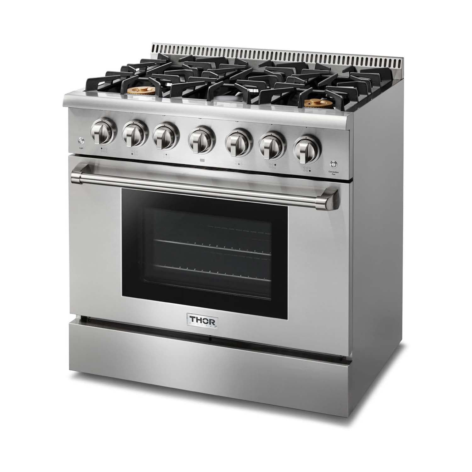Thor Kitchen 36 in. Professional Natural Gas Range in Stainless Steel HRG3618U I Luxury Appliances Direct