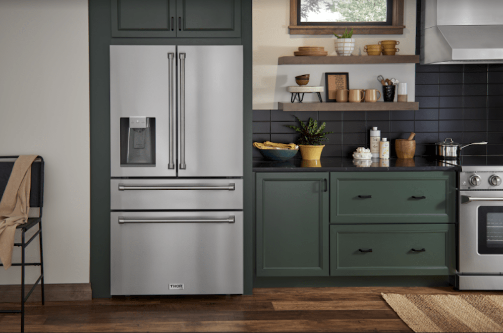 Thor Kitchen 36 Inch. Counter Depth Refrigerator in Stainless Steel with Water Dispenser Ice Maker, TRF3601FD I Luxury Appliances Direct