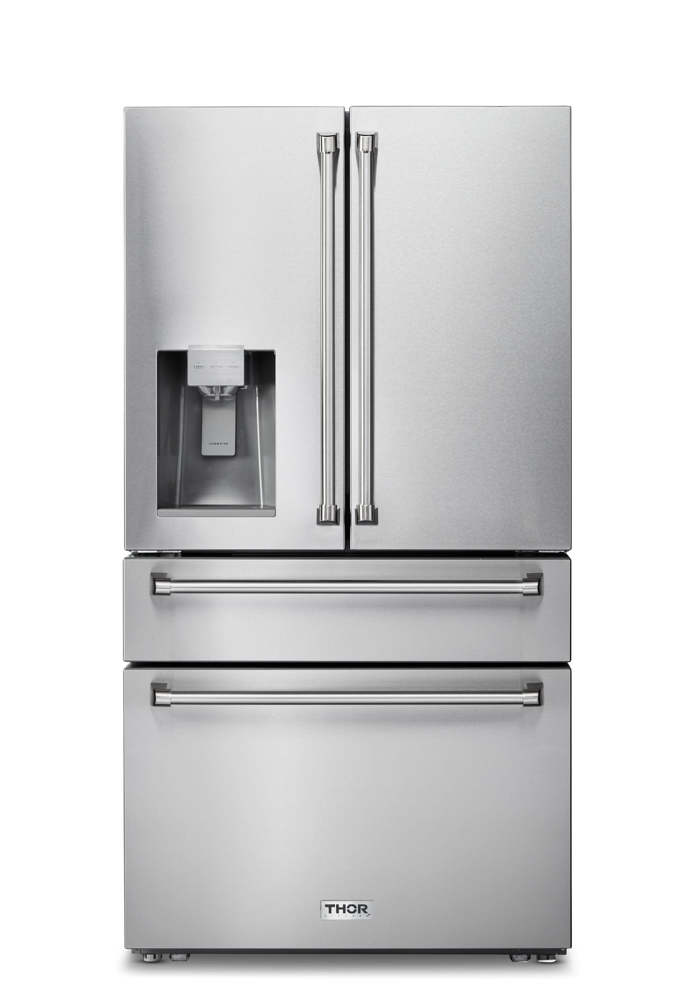 Thor Kitchen 36 Inch. Counter Depth Refrigerator in Stainless Steel with Water Dispenser Ice Maker, TRF3601FD I Luxury Appliances Direct