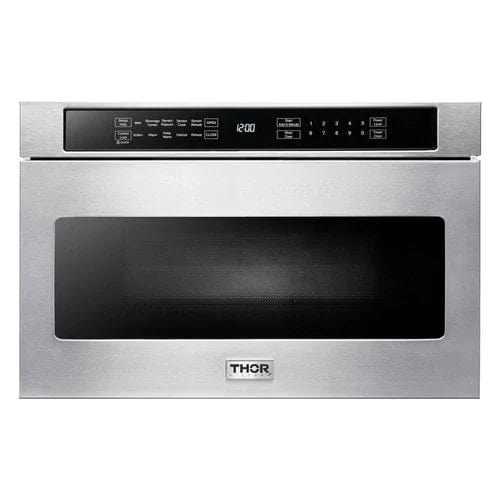 Thor Kitchen 4-Piece Appliance Package - 30-Inch Gas Range, Refrigerator with Water Dispenser, Dishwasher, & Microwave Drawer in Stainless Steel I Luxury Appliances Direct