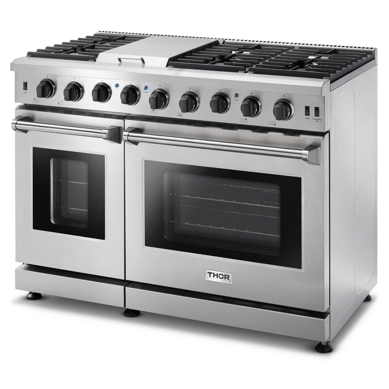 Thor Kitchen 48 in. 6.8 cu. ft. Double Oven Natural Gas Range in Stainless Steel LRG4807U I Luxury Appliances Direct