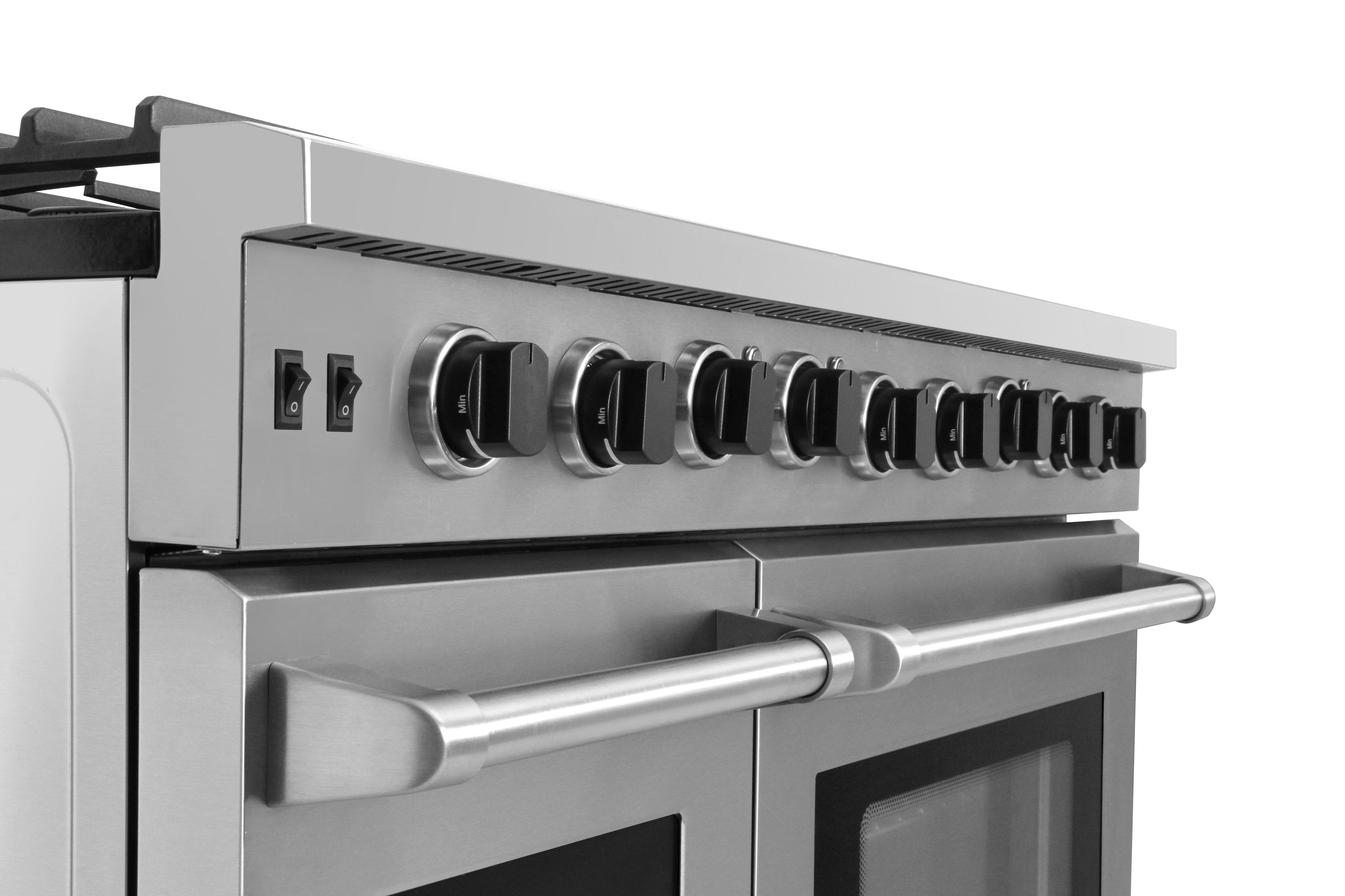 Thor Kitchen 48 in. 6.8 cu. ft. Double Oven Natural Gas Range in Stainless Steel LRG4807U I Luxury Appliances Direct