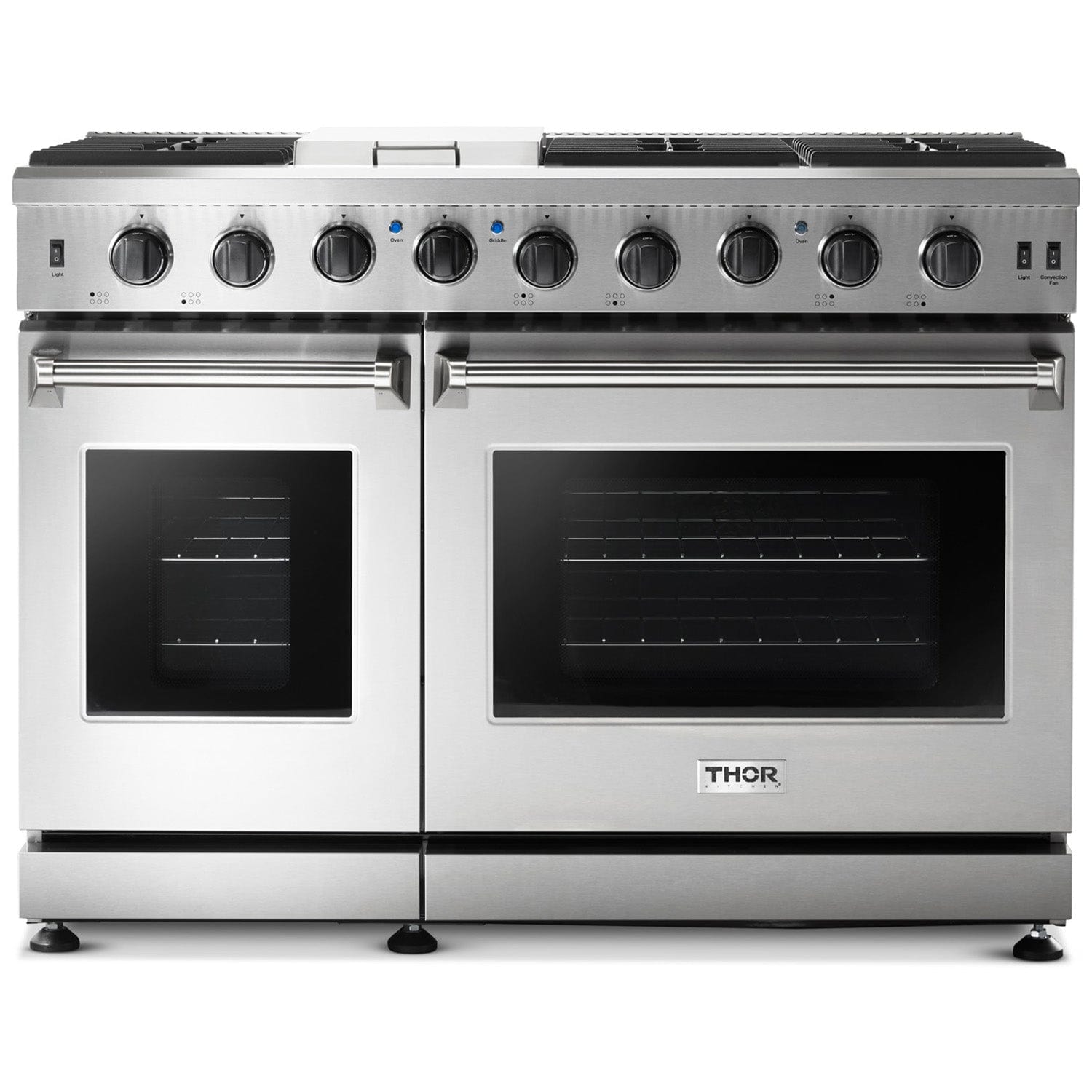 Thor Kitchen 48 in. 6.8 cu. ft. Double Oven Natural Gas Range in Stainless Steel LRG4807U I Luxury Appliances Direct