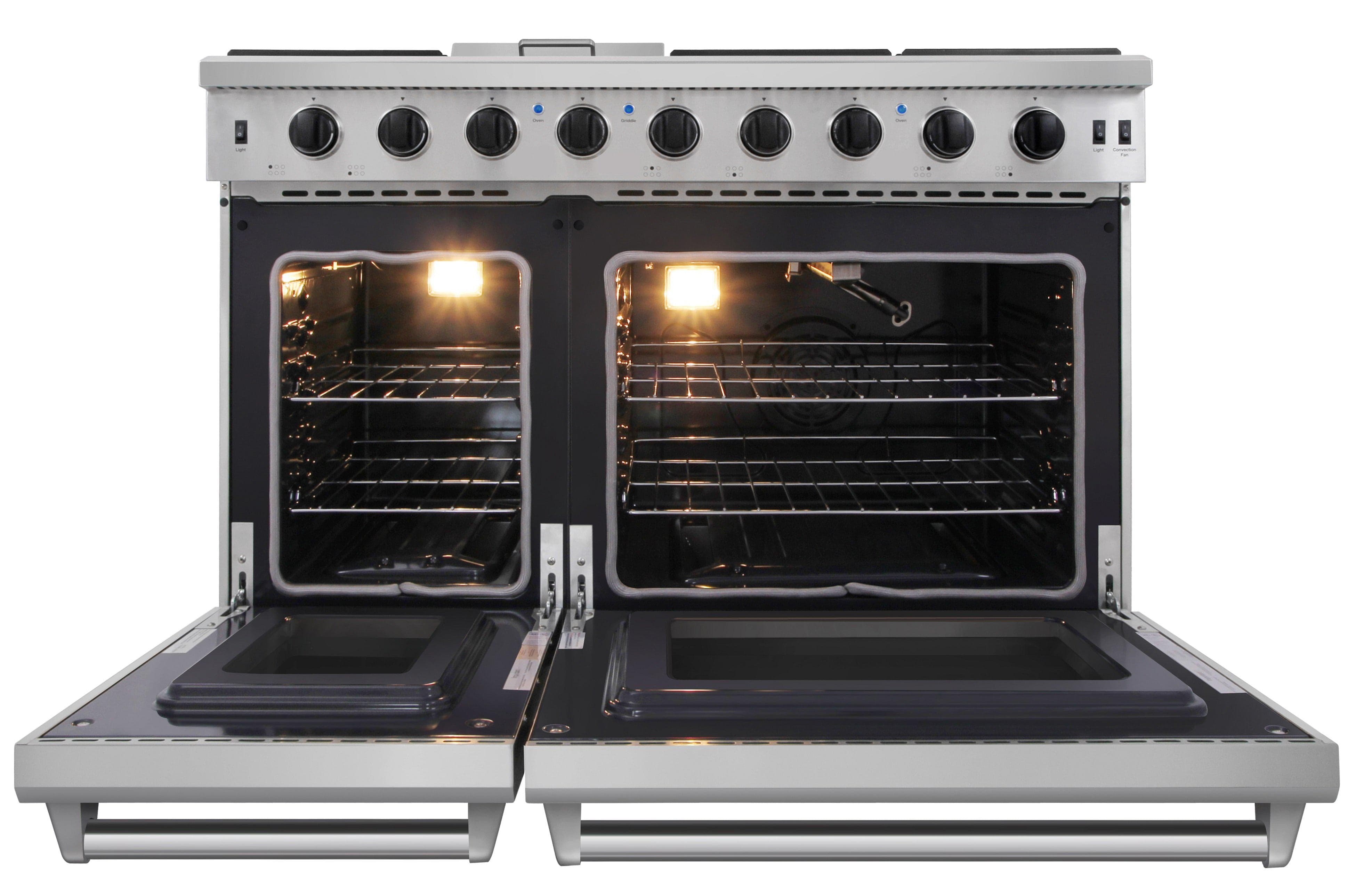 Thor Kitchen 48 in. 6.8 cu. ft. Double Oven Propane Gas Range in Stainless Steel LRG4807ULP I Luxury Appliances Direct