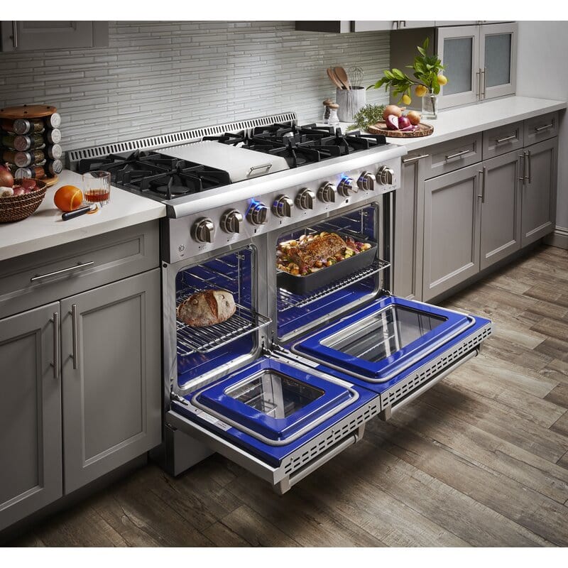 Thor Kitchen 48 in. Natural Gas Burner/Electric Oven 6.7 cu. ft. Range in Stainless Steel HRD4803U I Luxury Appliances Direct