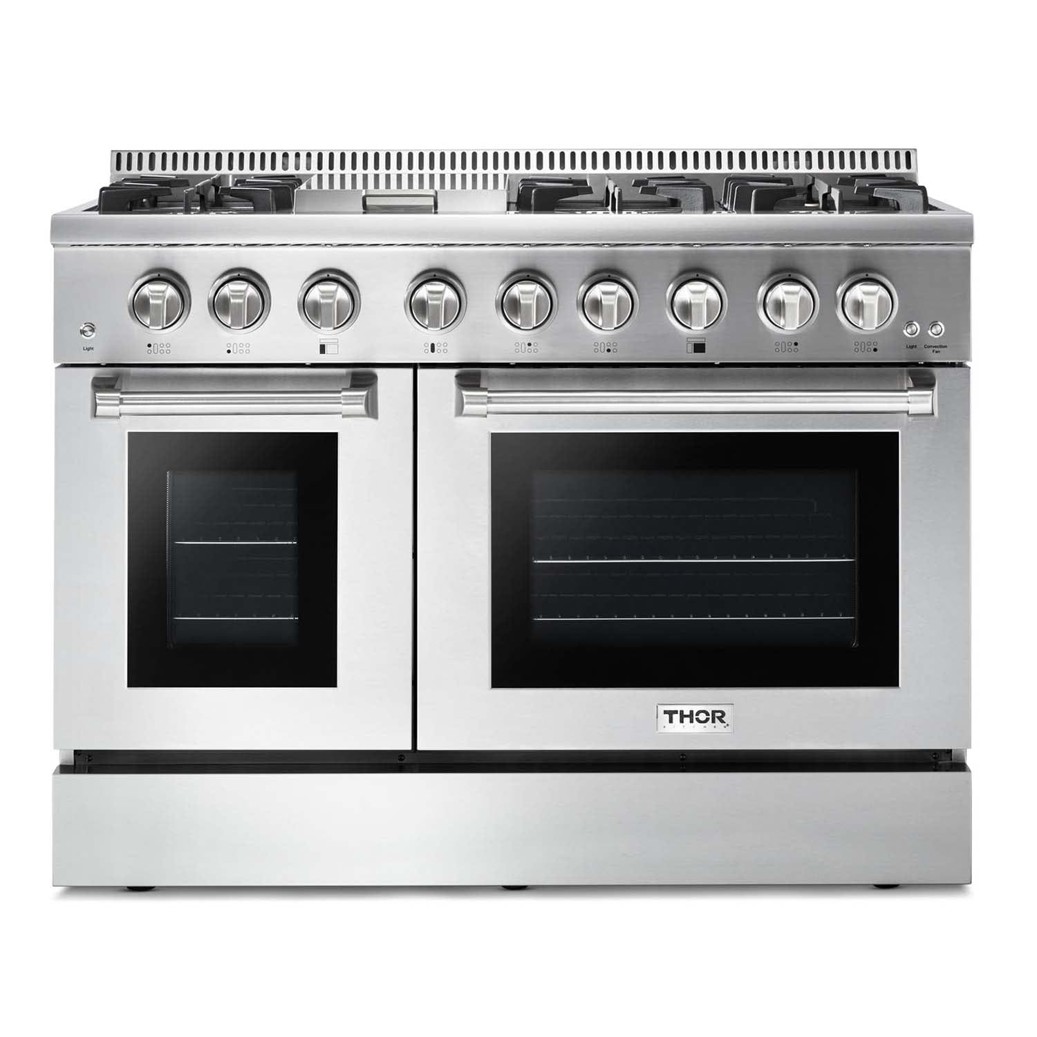 Thor Kitchen 48 in. Natural Gas Burner/Electric Oven 6.7 cu. ft. Range in Stainless Steel HRD4803U I Luxury Appliances Direct
