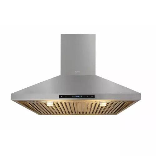 Thor Kitchen 5-Piece Pro Appliance Package - 30-Inch Dual Fuel Range, Refrigerator with Water Dispenser, Wall Mount Hood, Dishwasher, & Wine Cooler in Stainless Steel I Luxury Appliances Direct