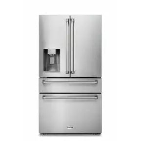 Thor Kitchen Appliance Package - 30 In. Propane Gas Burner/Electric Oven Range, Refrigerator with Water and Ice Dispenser, Dishwasher I Luxury Appliances Direct