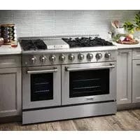 Thor Kitchen Appliance Package - 48 in. Gas Burner, Electric Oven Range and Range Hood I Luxury Appliances Direct