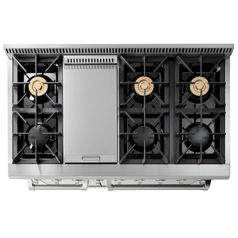 Thor Kitchen Appliance Package - Professional 48 in. Gas Range, Range Hood I Luxury Appliances Direct