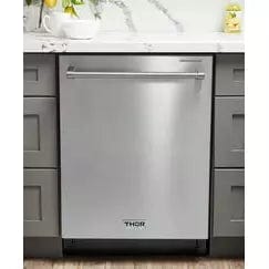 Thor Kitchen Package - 30 In. Propane Gas Range, Microwave Drawer, Refrigerator with Water and Ice Dispenser, Dishwasher I Luxury Appliances Direct