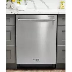 Thor Kitchen Package - 36 in. Natural Gas Range, Microwave Drawer, Refrigerator with Water and Ice Dispenser, Dishwasher I Luxury Appliances Direct