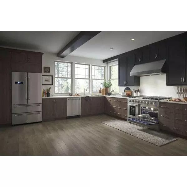 Thor Kitchen Package - 48 In. Gas Burner, Electric Oven Range, Range Hood, Refrigerator, Dishwasher I Luxury Appliances Direct