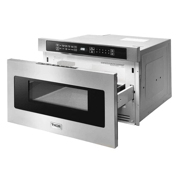 Thor Kitchen Package - 48 in. Gas Range, Range Hood, Microwave Drawer I Luxury Appliances Direct