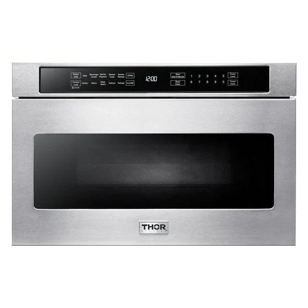 Thor Kitchen Package - 48 in. Propane Gas Burner/Electric Oven Range, Range Hood, Microwave Drawer I Luxury Appliances Direct