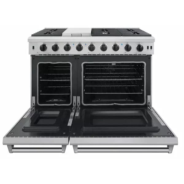 Thor Kitchen Package - 48 in. Propane Gas Range, Dishwasher, Refrigerator with Water and Ice Dispenser I Luxury Appliances Direct