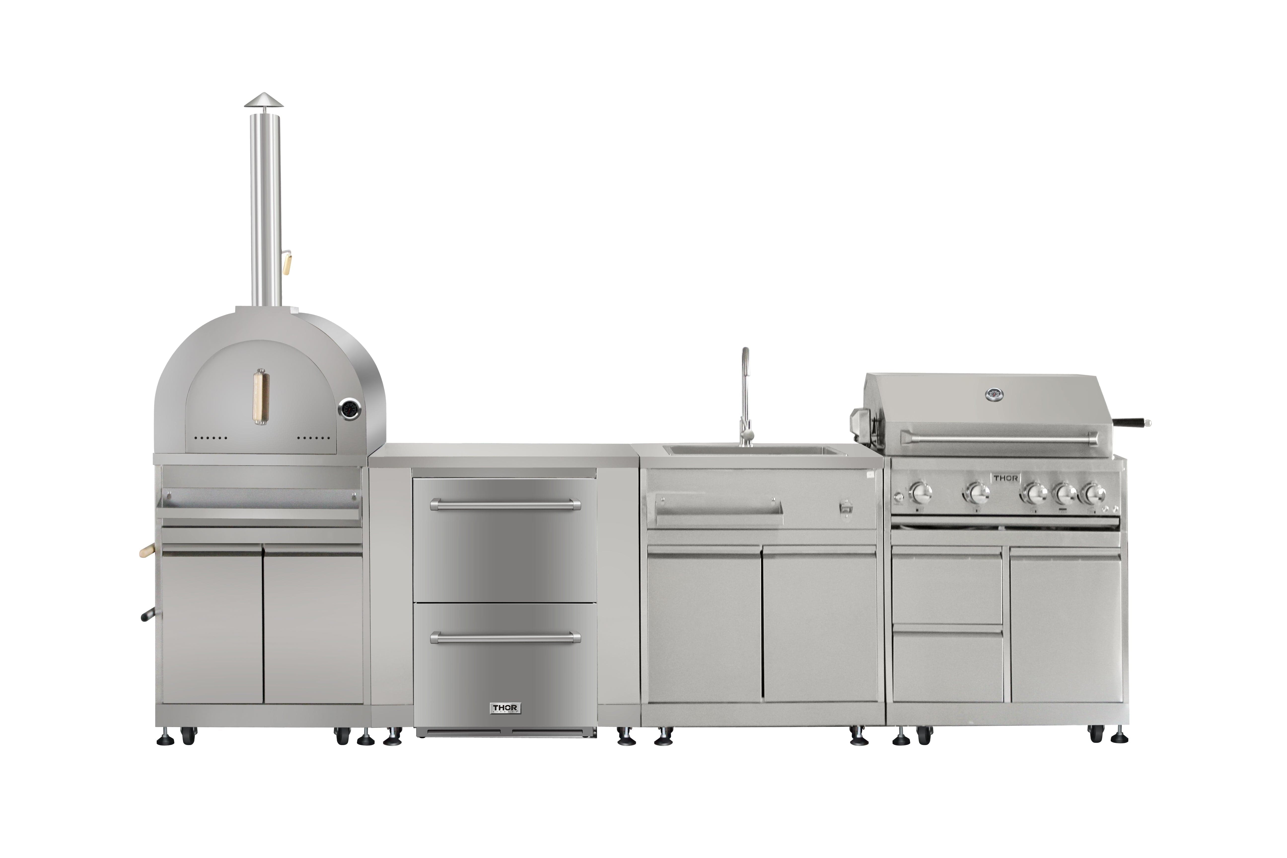 Thor Outdoor Kitchen Package with Propane Gas Grill and Freezer, AP-Outdoor-LP-F-6-B I Luxury Appliances Direct