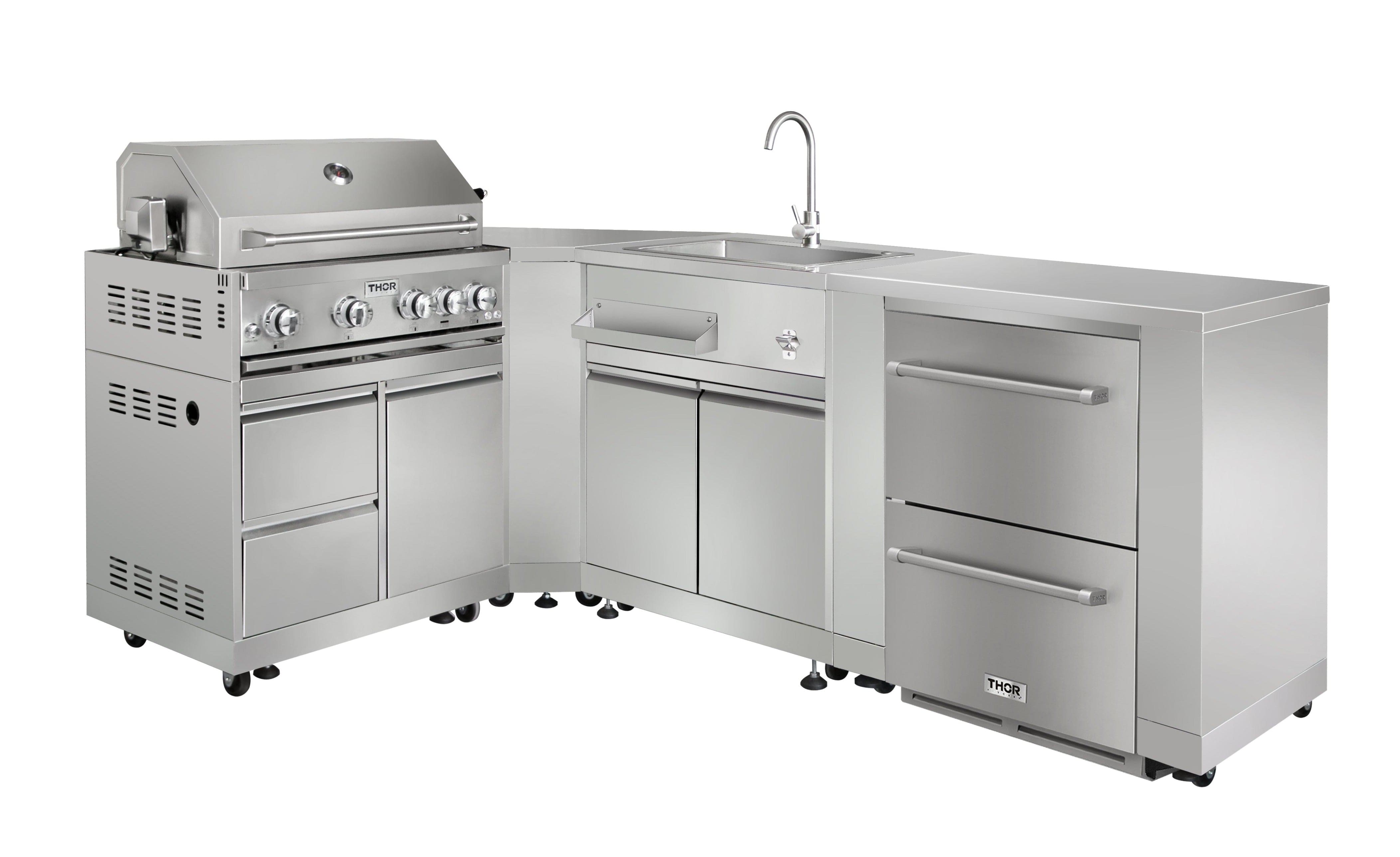 Thor Outdoor Kitchen Package with Propane Gas Grill and Refrigerator, AP-Outdoor-LP-R-6-A I Luxury Appliances Direct
