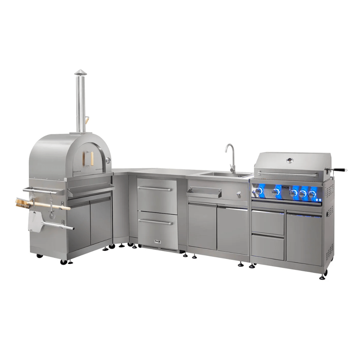 Thor Outdoor Kitchen Package with Propane Gas Grill and Refrigerator, AP-Outdoor-LP-R-7 I Luxury Appliances Direct