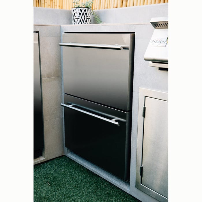 True Flame 24" 5.3C Deluxe Two-Drawer Outdoor Rated Fridge TF-RFR-24DR2 I Luxury Appliances Direct