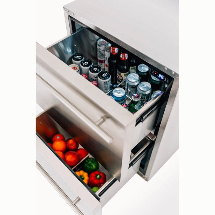True Flame 24" 5.3C Deluxe Two-Drawer Outdoor Rated Fridge TF-RFR-24DR2 I Luxury Appliances Direct