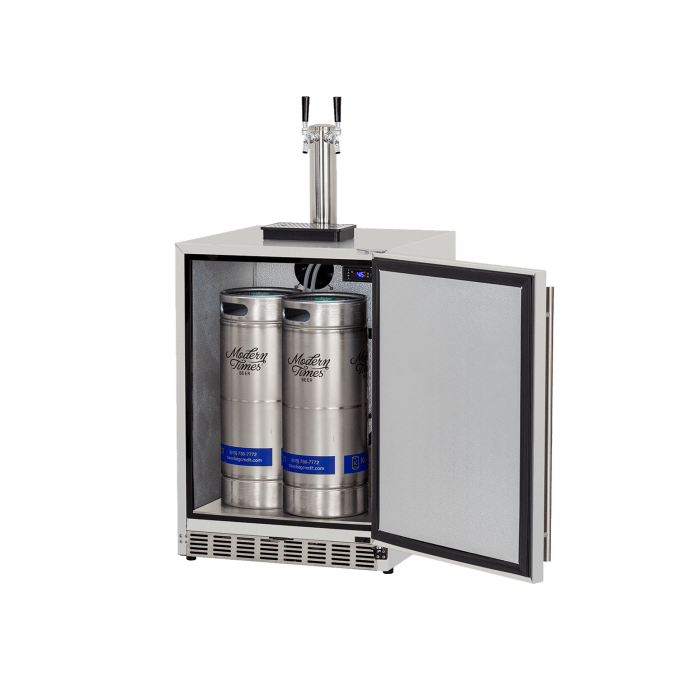 True Flame 24" 6.6C Deluxe Outdoor Rated Dual Tap Kegerator TF-RFR-24DK2 I Luxury Appliances Direct