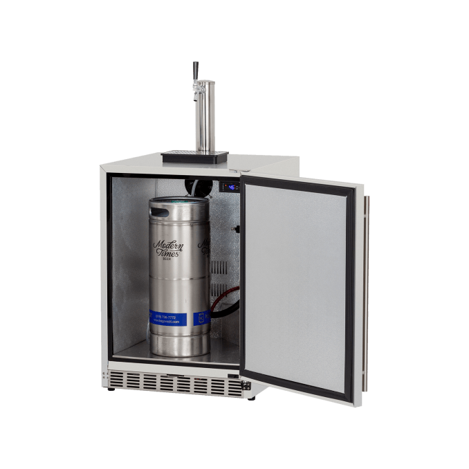 True Flame 24" 6.6C Deluxe Outdoor Rated Single Tap Kegerator TF-RFR-24DK1 I Luxury Appliances Direct