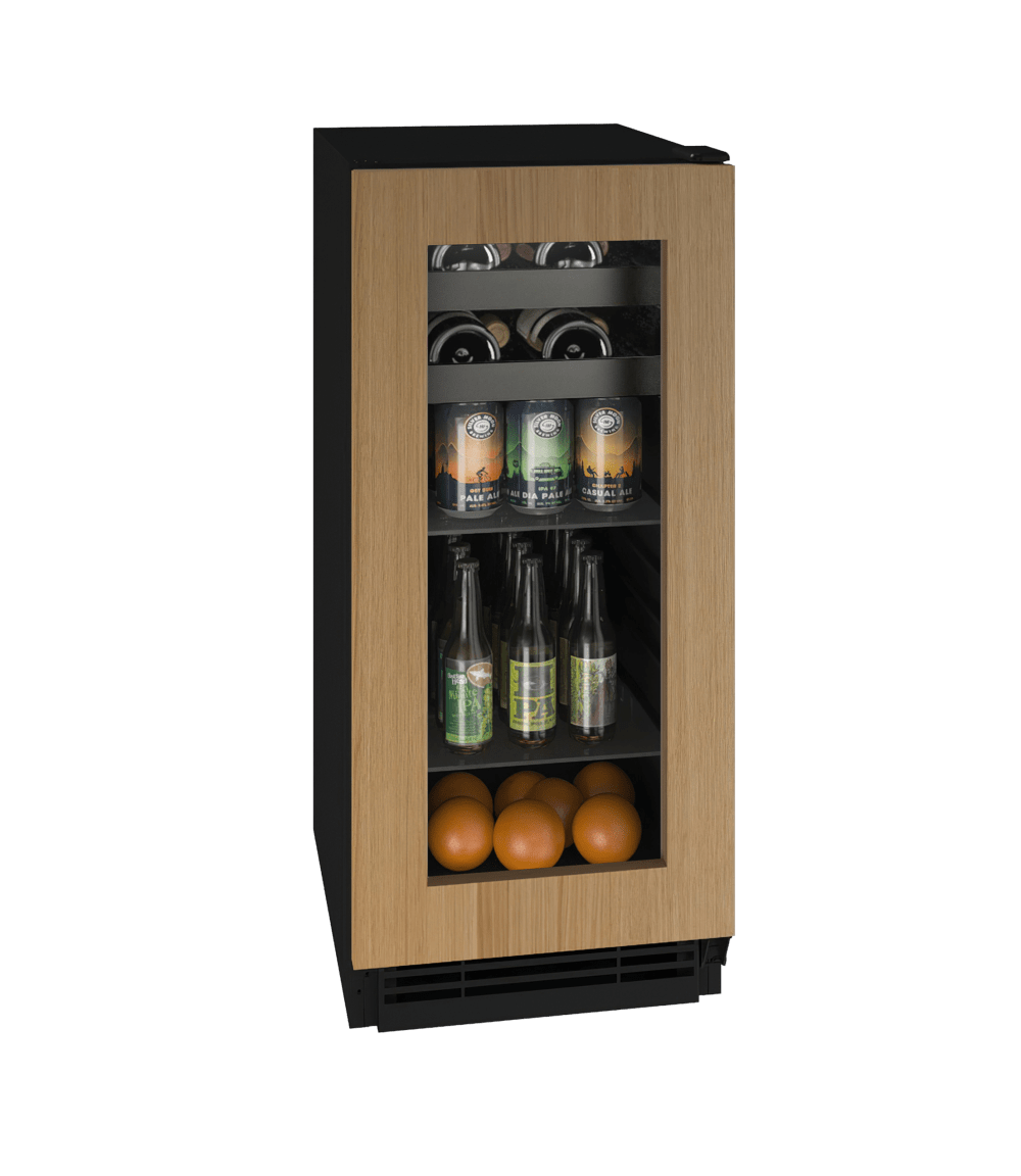U-Line 15" Built-In Glass Door Beverage Fridge UHBV115-IG01A I Luxury Appliances Direct