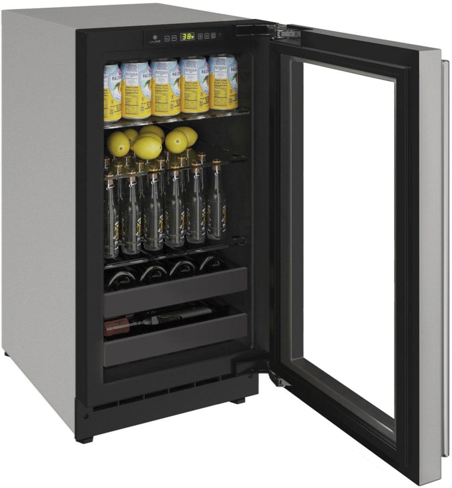 U-Line 18" Reversible Stainless Frame Beverage Center U-2218BEVS-00A I Luxury Appliances Direct
