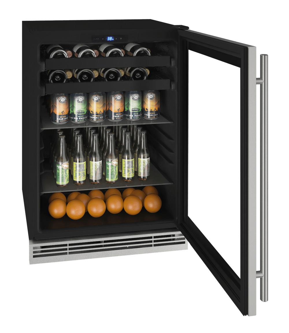 U-Line 24" Stainless Frame Beverage Center UHBV124-SG01A I Luxury Appliances Direct