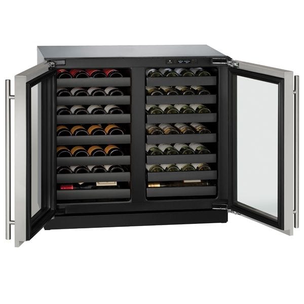 U-Line 3036WCWC 36" Dual-Zone Wine Refrigerator Center Hinge I Luxury Appliances Direct