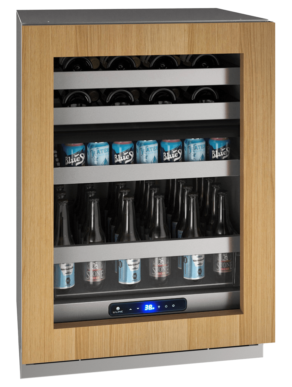 U-Line HBD524 24" Dual-Zone Beverage Center Reversible Hinge Integrated Frame I Luxury Appliances Direct