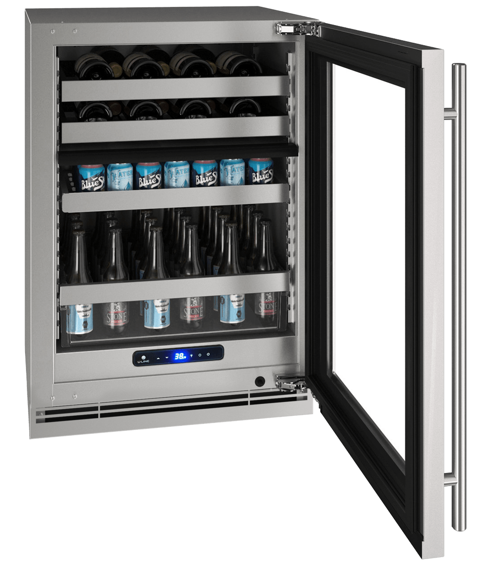 U-Line HBD524 24" Dual-Zone Beverage Center Reversible Hinge Integrated Frame I Luxury Appliances Direct